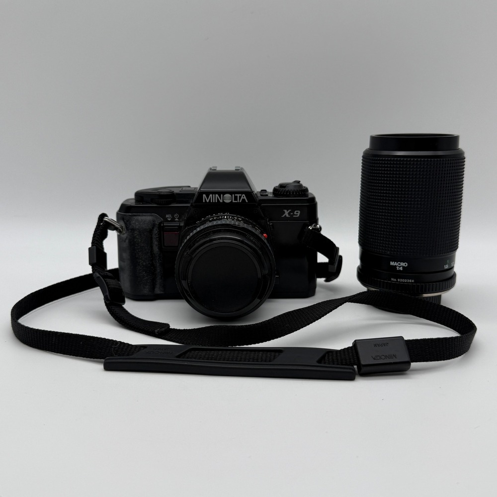 Minolta X-9 35mm SLR Film Camera Bundle 50mm f1.7 and 80-200mm Lenses